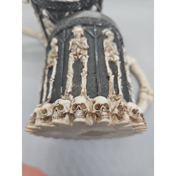 Set Of (2) Skeletons & Skulls 3-D Tankard Stainless Steel Goth Drinking Mug/ Cup - Picture 5 of 8